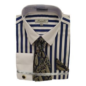 Navy & white bold striped pattern with abstract tie and pocket square FRV4159P2.